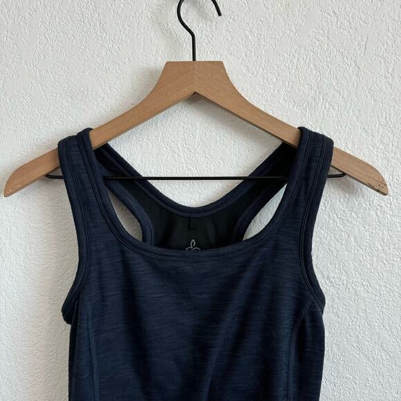 prAna Becksa Scoop Neck Racerback Tank Top Midnight Dew Heather Navy Blue XS - Picture 4 of 8